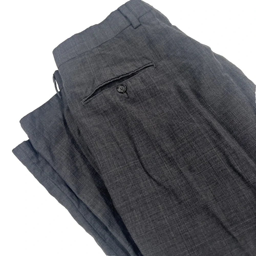Vintage Tommy Hilfiger Gray Crosshatch Dress Pants Mens 36X29 Pleated Suspenders